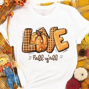 Love Fall Y'All Shirt, Leopard Print Fall Shirt